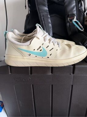 Nike Cream Sneakers with Mint Green Pull Tabs